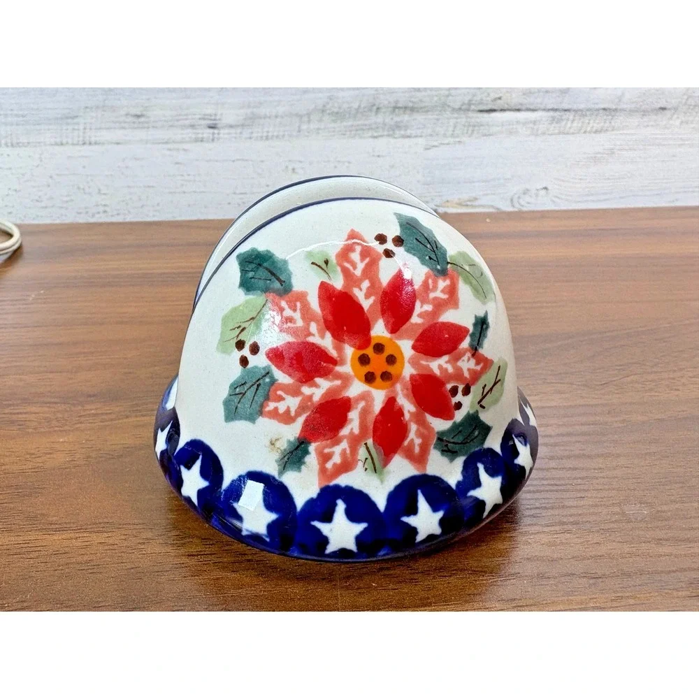 Boleslawiec Poland Polish Pottery Floral Hand Painted Napkin Holder